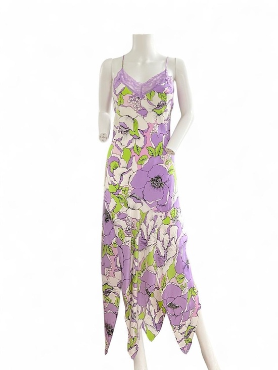Willi Smith Dresses & Skirts - Willi Smith Lavender and Lime Floral Slip Dress